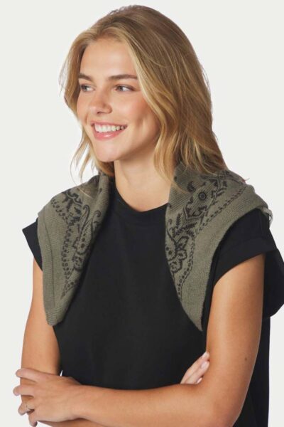 Adelina paisley knit scarf army Neo Noir