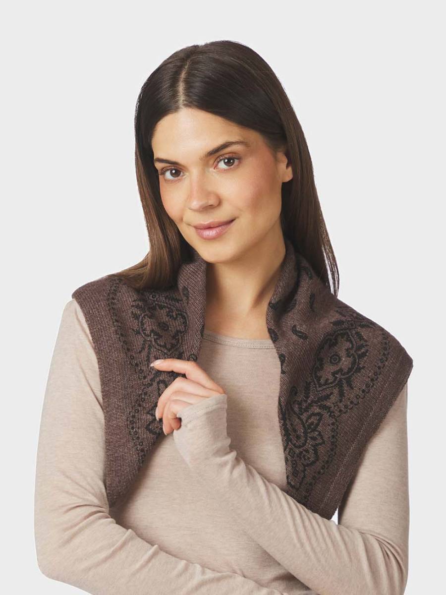 Adelina paisley knit scarf brown Neo Noir - Afbeelding 3
