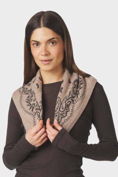 Adelina paisley knit scarf beige melange Neo Noir