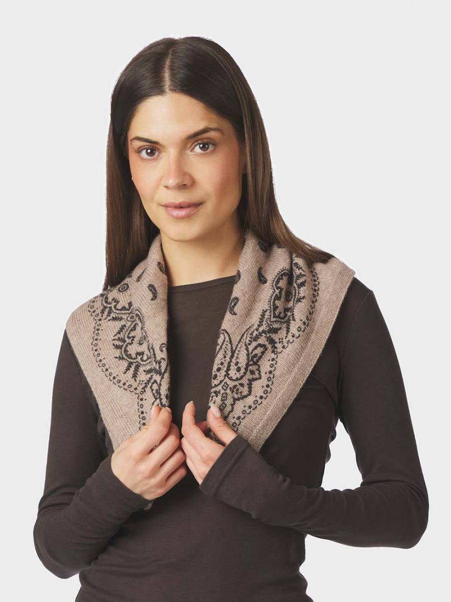 Adelina paisley knit scarf beige melange Neo Noir - Afbeelding 2