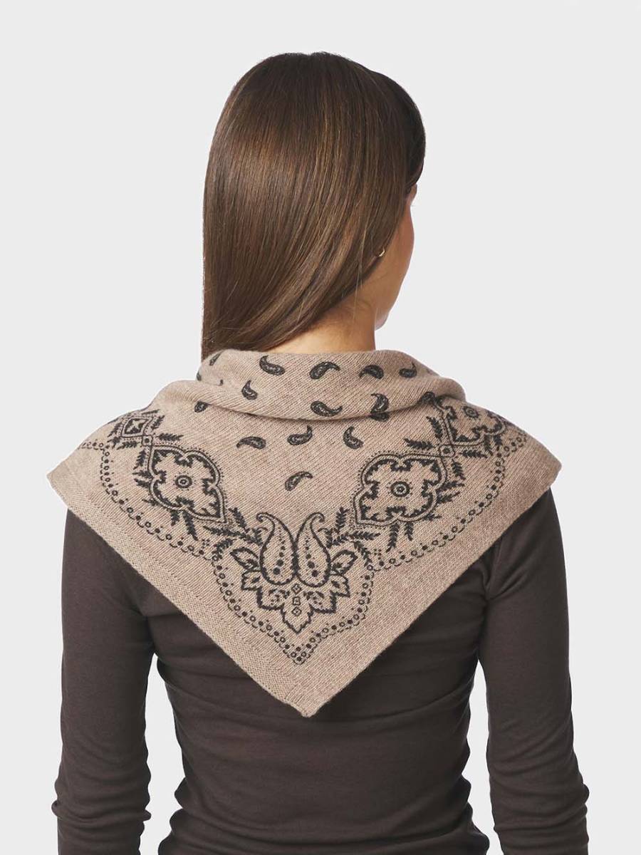 Adelina paisley knit scarf beige melange Neo Noir - Afbeelding 3
