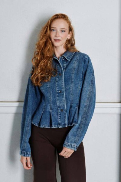 Rivora denim peplum jacket blue Neo Noir