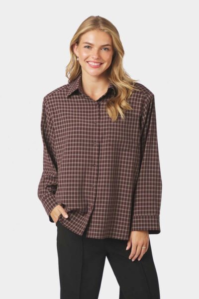 Anella check shirt chocolate Neo Noir