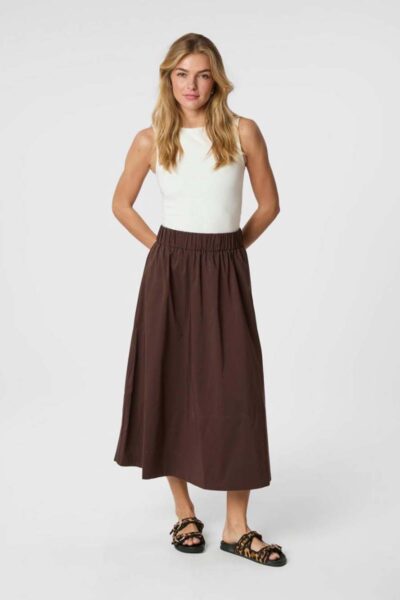 Yara poplin skirt dark brown Neo Noir
