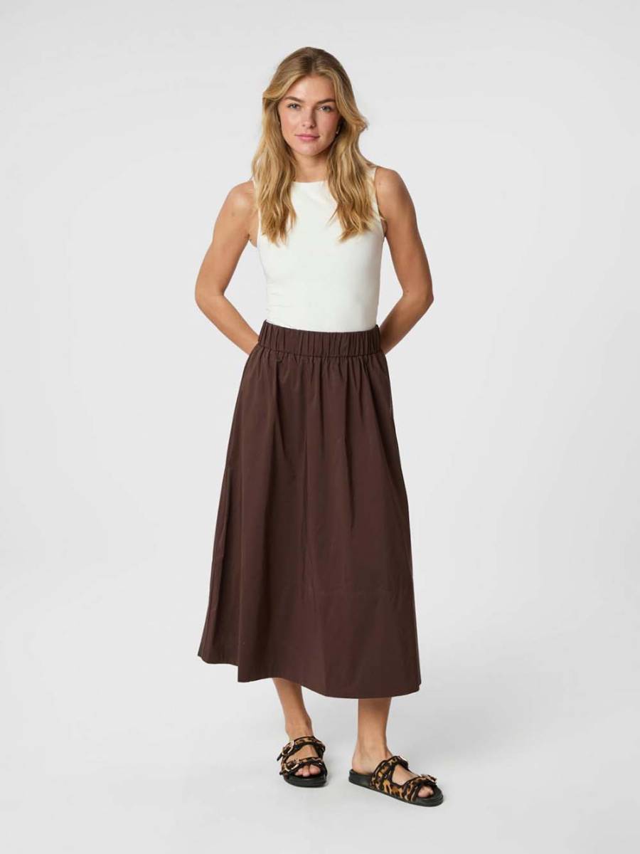 Yara poplin skirt dark brown Neo Noir