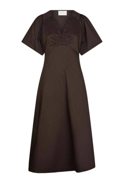 Illana poplin dress chocolate brown Neo Noir