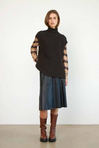 melvin leather midi skirt black Second Female