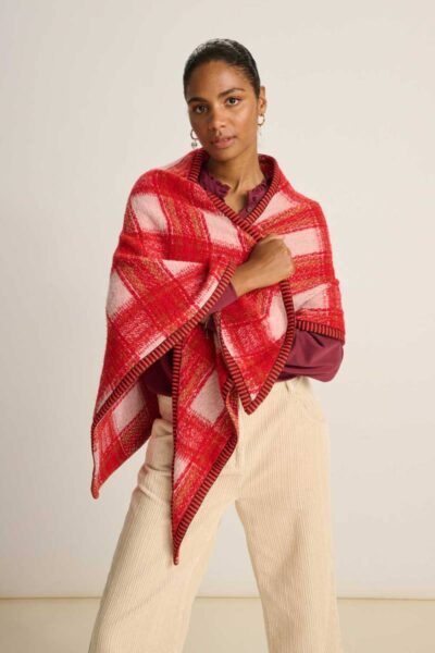 Shawl checks scarlet red Pom Amsterdam