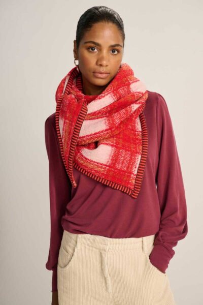 Shawl checks scarlet red Pom Amsterdam