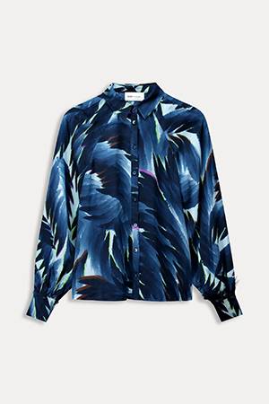Feathers blouse blue Pom Amsterdam