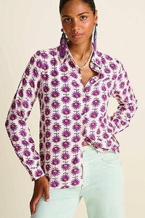Mila flower ecru blouse multicolour Pom Amsterdam