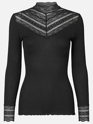 Benita silk t-shirt black Rosemunde
