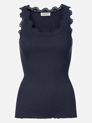 Silk top lace navy Rosemunde Copenhagen