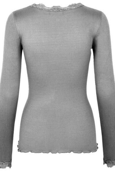 Babette ls lace t-shirt light grey mel. Rosemunde