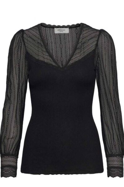 Beathe ls v-neck t-shirt black Rosemunde