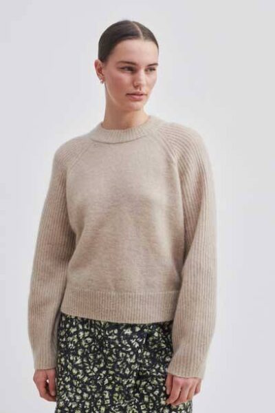 Brookline knit o-neck oxford tan Second Female
