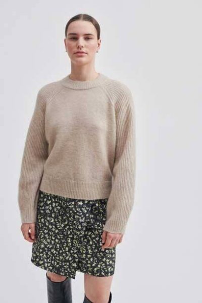 Brookline knit o-neck oxford tan Second Female