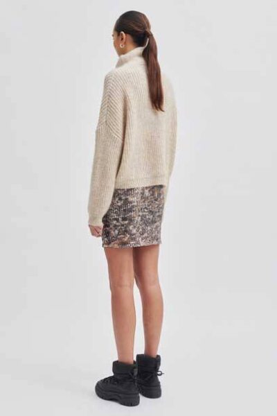 Lusinda knit t-neck zip moonbeam Second Female