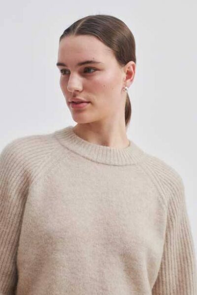 Brookline knit o-neck oxford tan Second Female