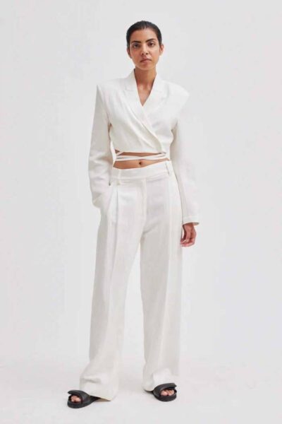 Lino cropped blazer antique white Second Female