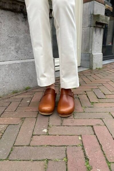 Wooden clog natural dark brown Shabbies Amsterdam