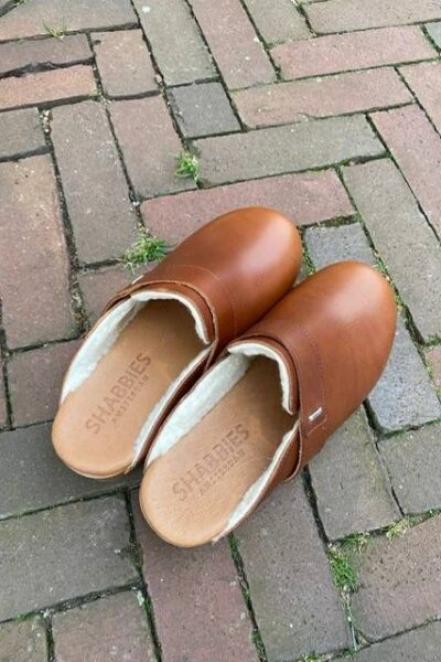 Wooden clog natural dark brown Shabbies Amsterdam