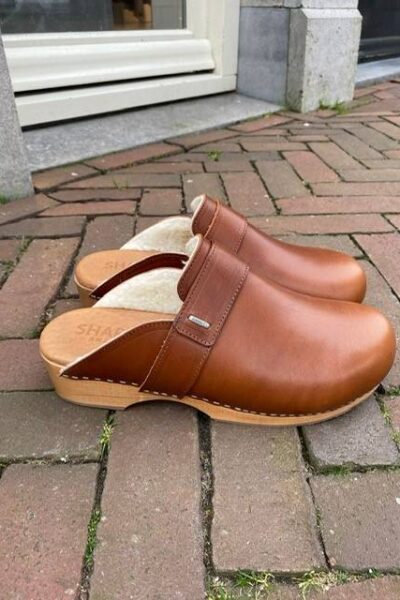 Wooden clog natural dark brown Shabbies Amsterdam