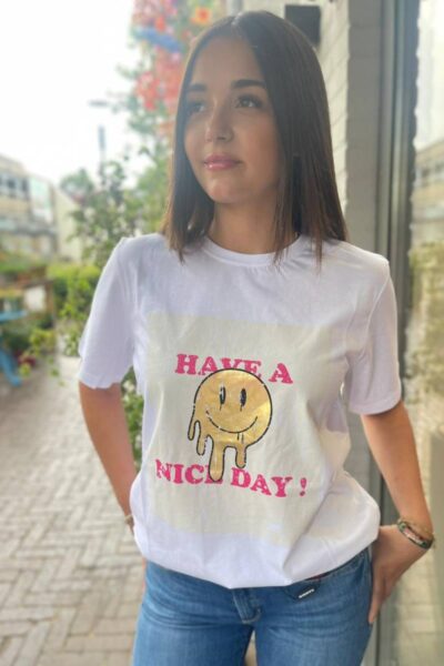 T-shirt white pink Sofie Schnoor