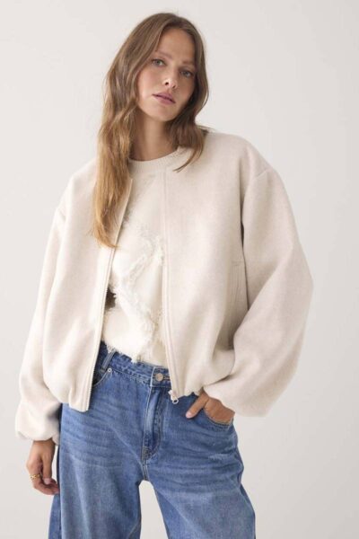 Jacket bomber classic wool ivory Summum