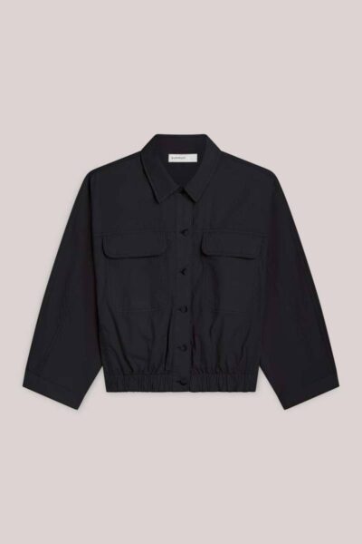 Batwing jacket breezy cotton canvas black Summum