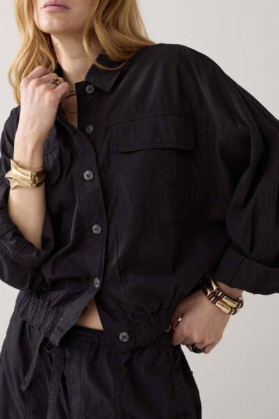 Batwing jacket breezy cotton canvas black Summum