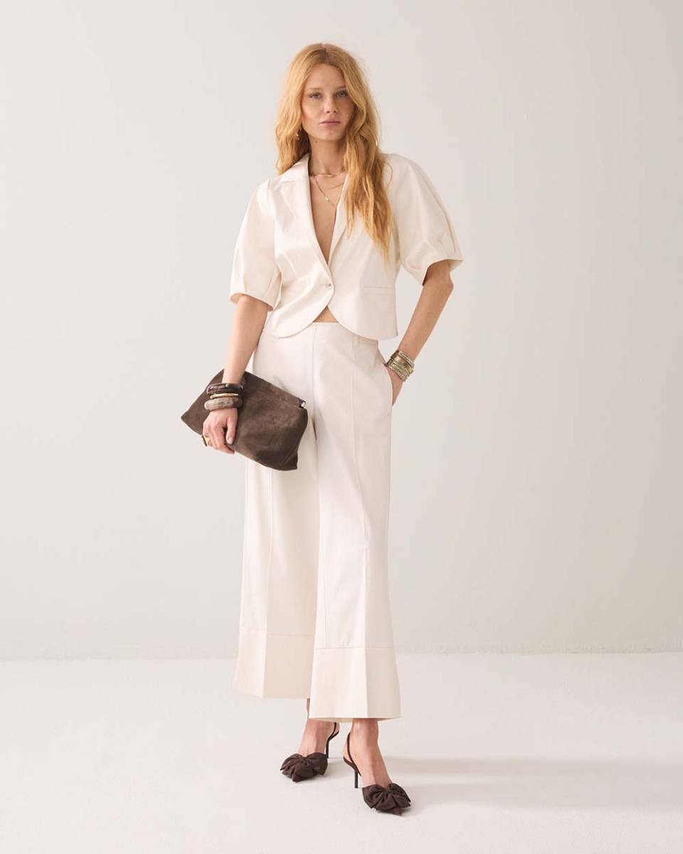 Blazer cotton stretch off white Summum - Afbeelding 4