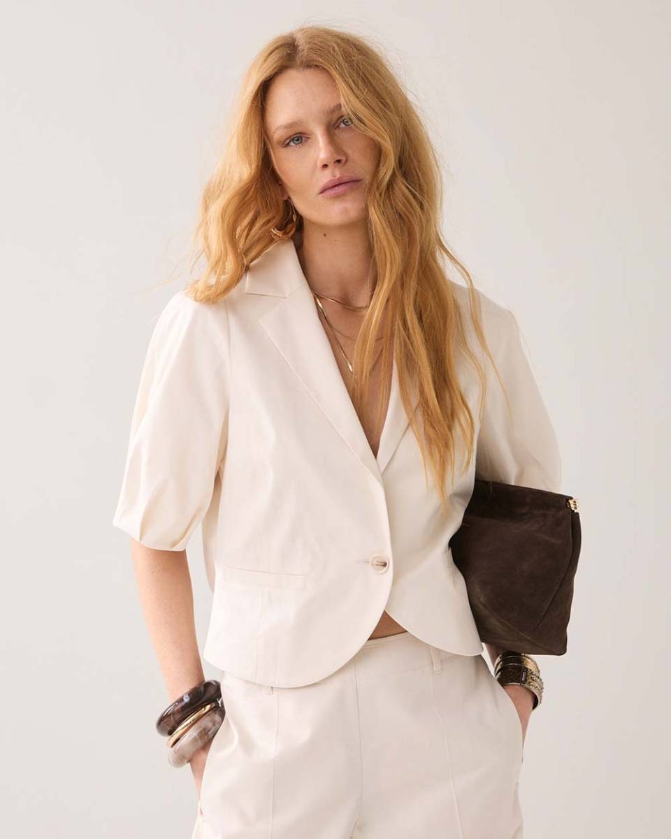 Blazer cotton stretch off white Summum - Afbeelding 2