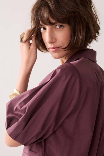 Blazer cotton stretch deep fig Summum