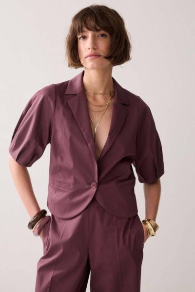Blazer cotton stretch deep fig Summum