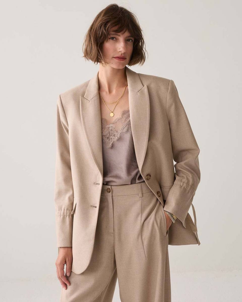 Blazer twill melange light taupe Summum - Afbeelding 3