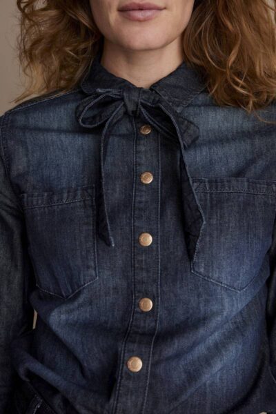 Denim blouse light cotton origin dark Summum Woman