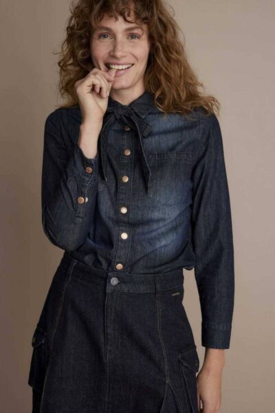 Denim blouse light cotton origin dark Summum Woman