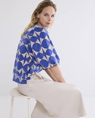 Top two tone print royal blue Summum