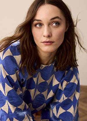 Top two tone print royal blue Summum