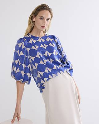 Top two tone print royal blue Summum