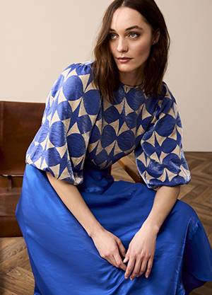 Top two tone print royal blue Summum
