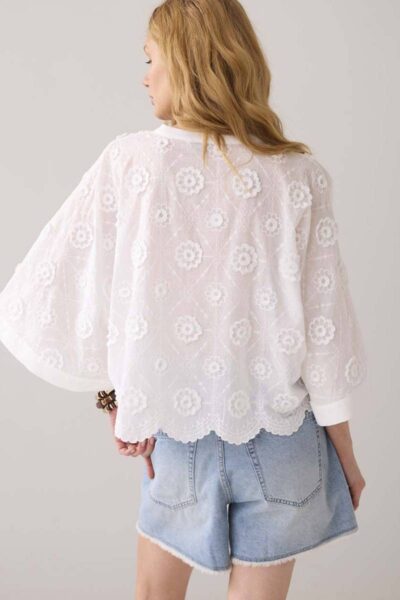 Blouse 3D flower white Summum