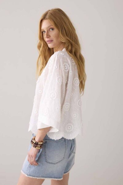 Blouse 3D flower white Summum