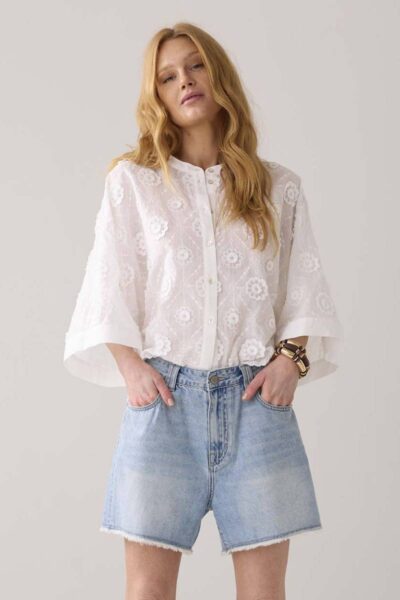 Blouse 3D flower white Summum