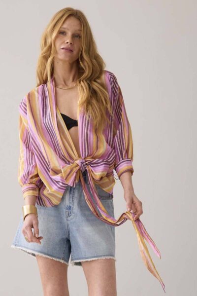 Blouse wrap multi coloured stripe Summum