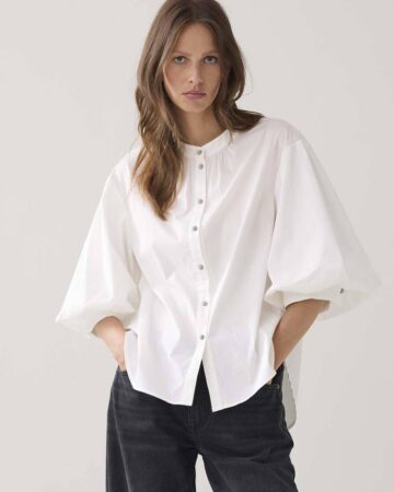 Blouse cotton stretch off white Summum