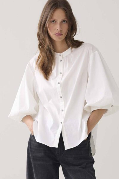 Blouse cotton stretch off white Summum