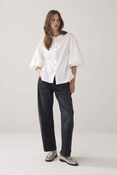 Blouse cotton stretch off white Summum