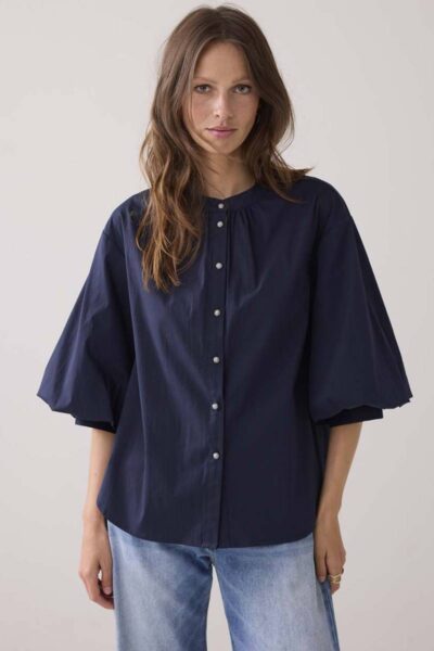 Blouse cotton stretch midnight blue Summum